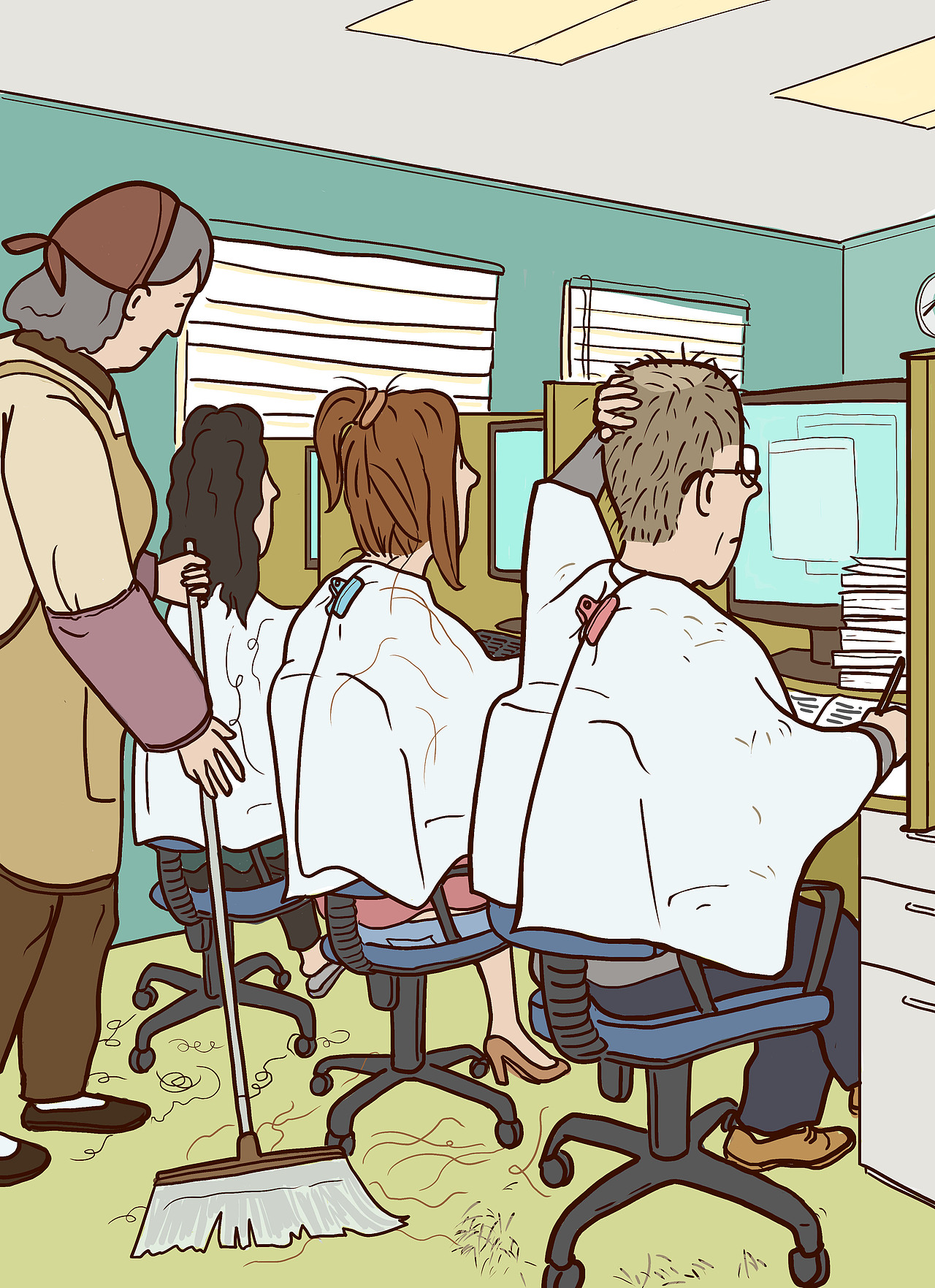 脱发|插画|商业插画|wtr__原创作品-站酷zcool