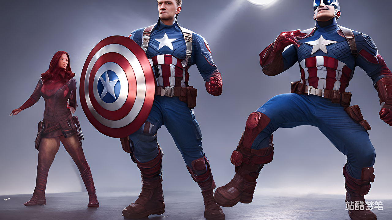 #站酷梦笔#熊大熊二和美国队长，电影打光（图ZMzM0NTgzNTk2） - AI作品 - 站酷设计师梦2233原创素材 - 站酷ZCOOL