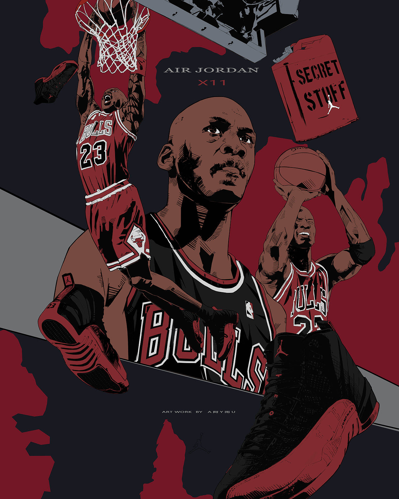 迈克尔·乔丹（图ZMjY1MDkyNjQ4） - 商业插画 - 站酷设计师名星画天珑ONE原创素材 - 站酷ZCOOL