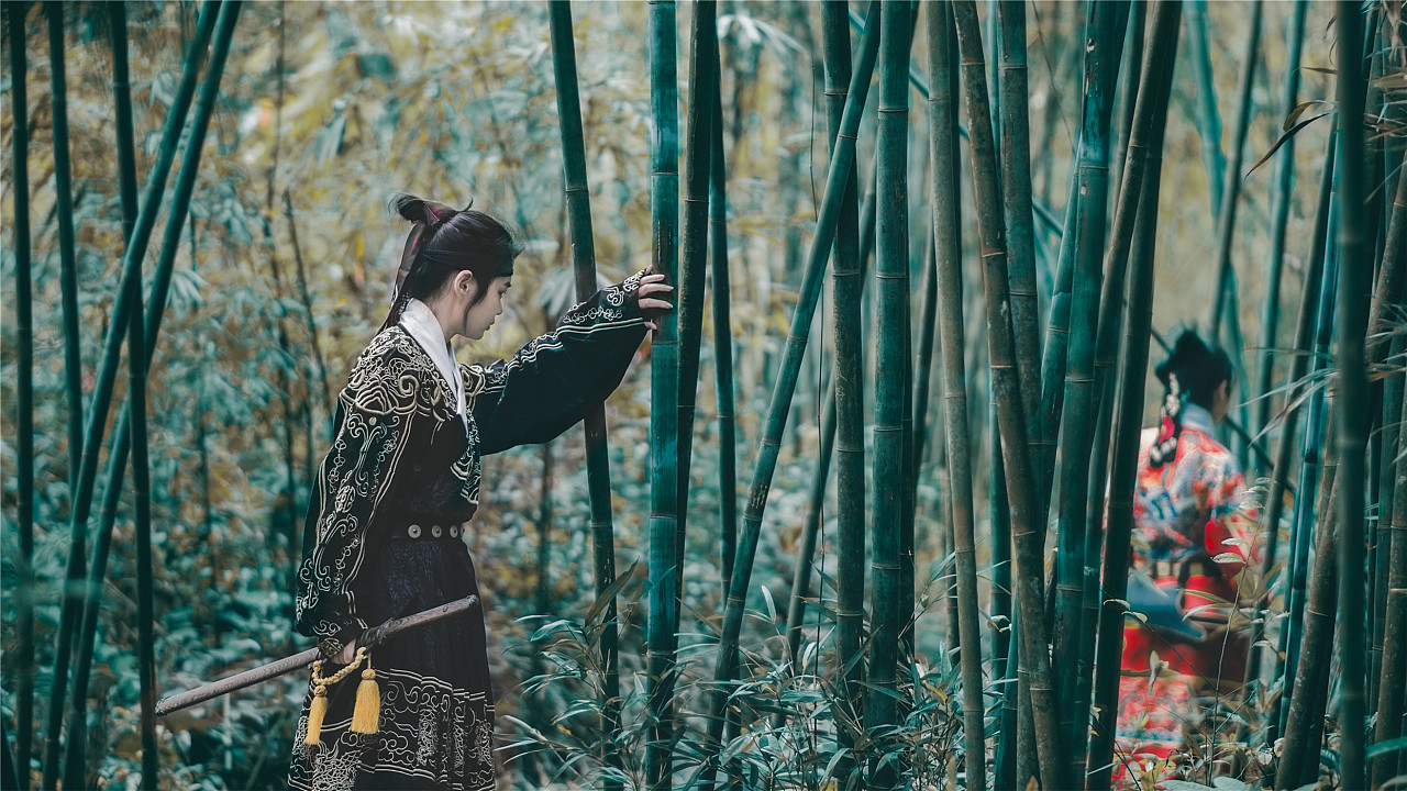 刺客薛少与锦衣卫冯远棠决于郊野竹林,相对而亡,其时落叶潇潇盖于尸