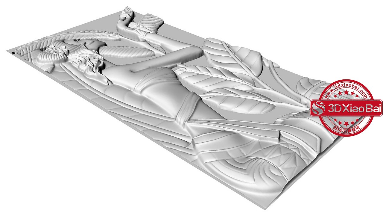 民族少女芭蕉叶浮雕模型