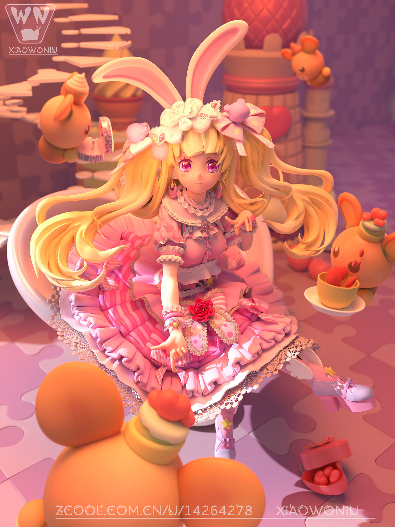 沙发上的双马尾女孩