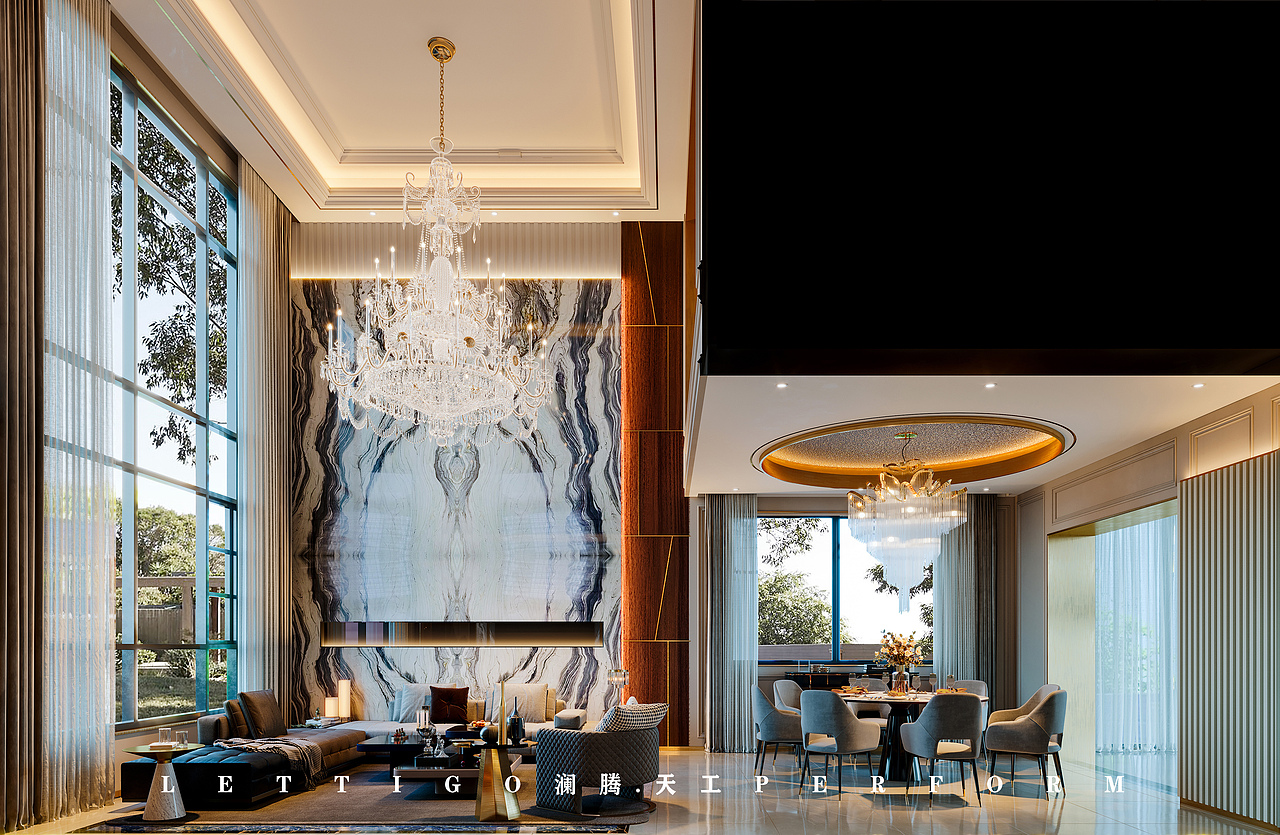 港式轻奢风别墅，高级都市范儿（图ZMzA2MDQyMDYw） - 家装设计 - 站酷设计师DesignerZtt186原创素材 - 站酷ZCOOL