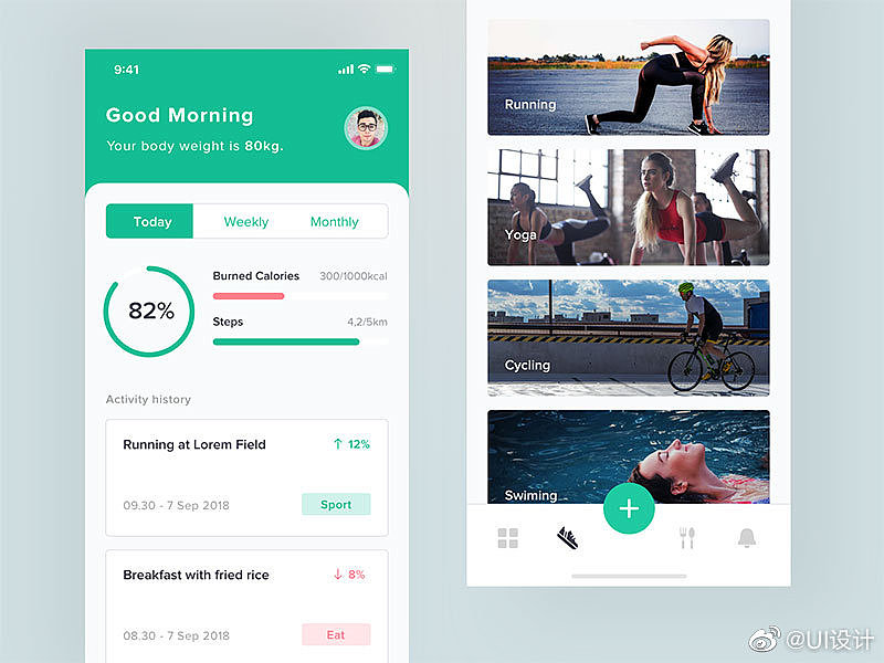 健身app（图ZMTkzMjkxNjg4） - APP界面 - 站酷设计师花生豆子原创素材 - 站酷ZCOOL