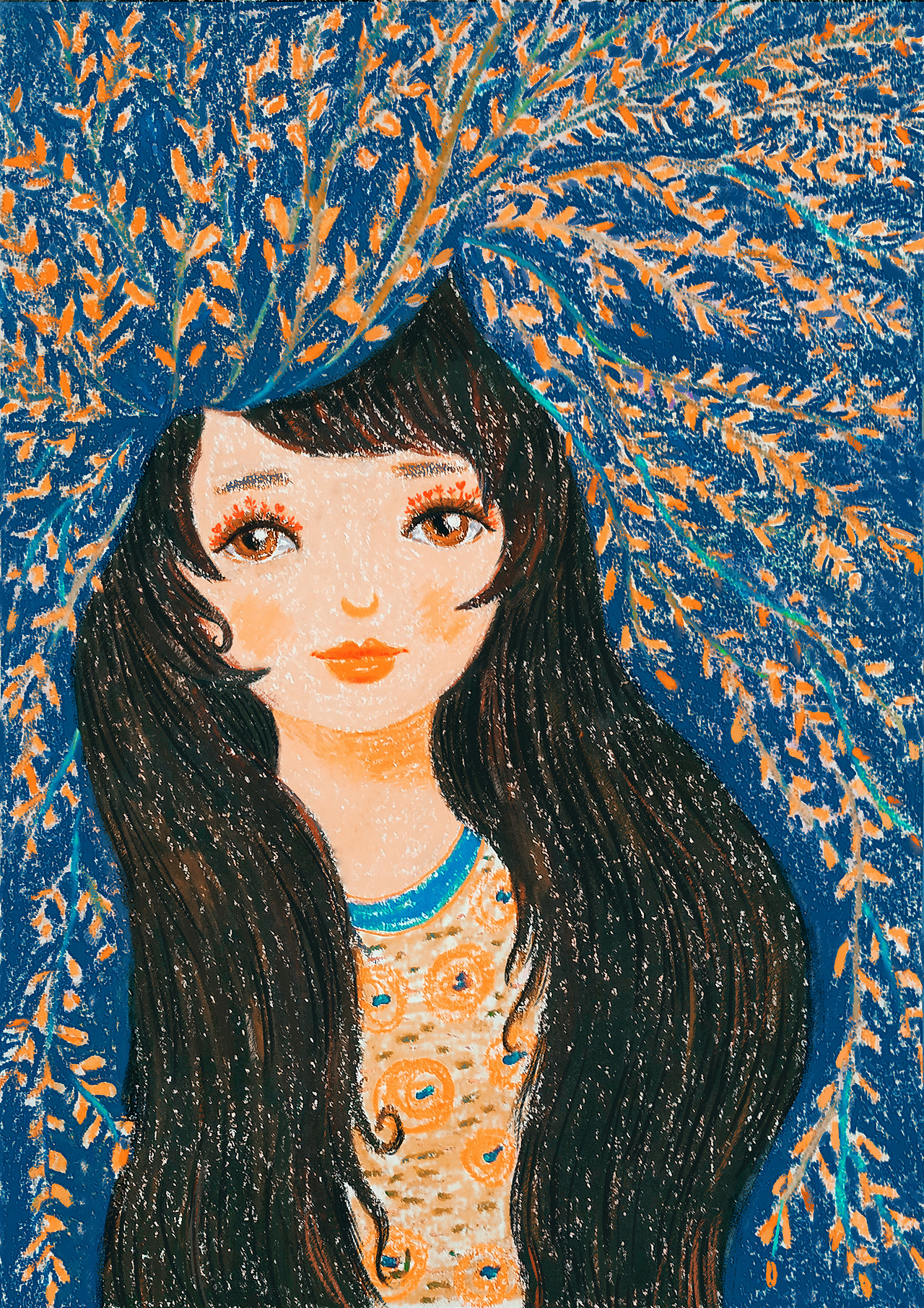 猫与鱼水彩油画棒彩铅综合手绘|插画|创作习作|遍地绿萝_原创作品