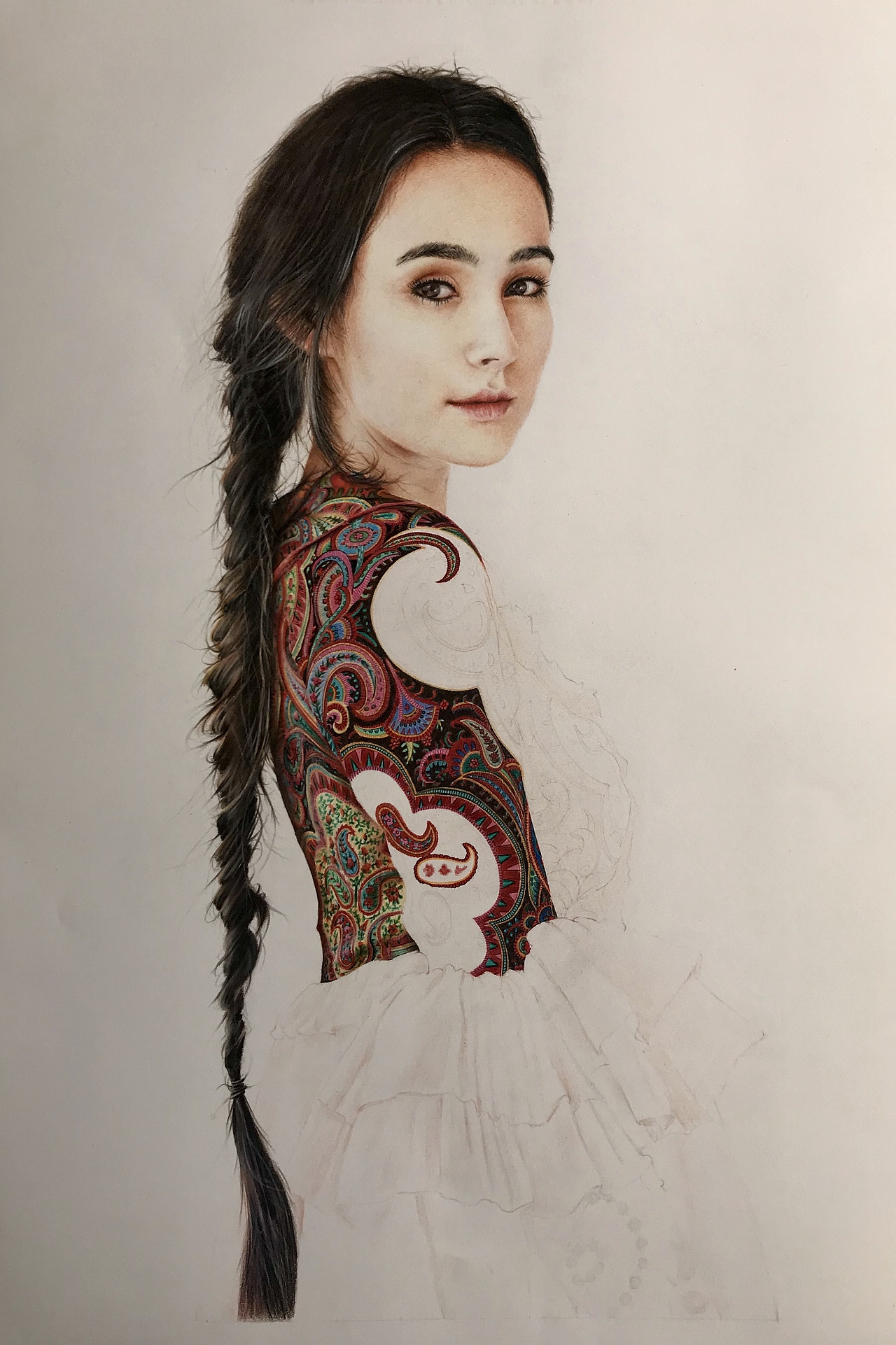 写实彩铅练习『德博拉·席尔瓦』|纯艺术|绘画|一兮手绘_原创作品