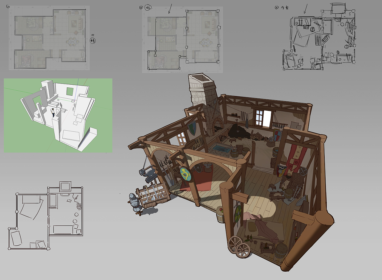 洛克猴游戏室内剖面解析图——《铁匠铺》