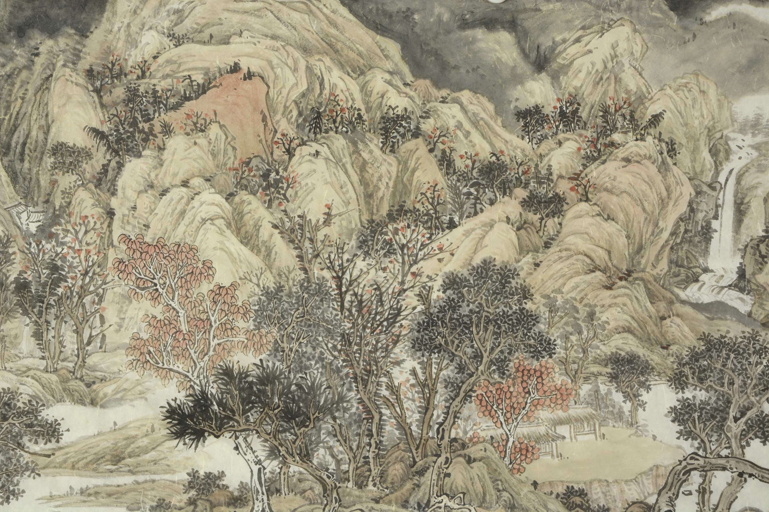 八尺对开山水————秋