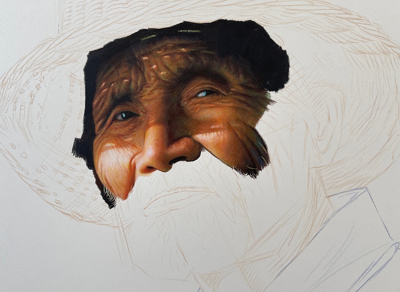 彩铅作品-老人肖像