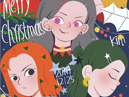 給舍友畫(huà)的圣誕頭像（個(gè)人主頁(yè)-ZNDI1ODk0MjQ=） - 商業(yè)插畫(huà) - 站酷設(shè)計(jì)師蟹蟹蟹蟹阿金原創(chuàng)素材 - 站酷ZCOOL