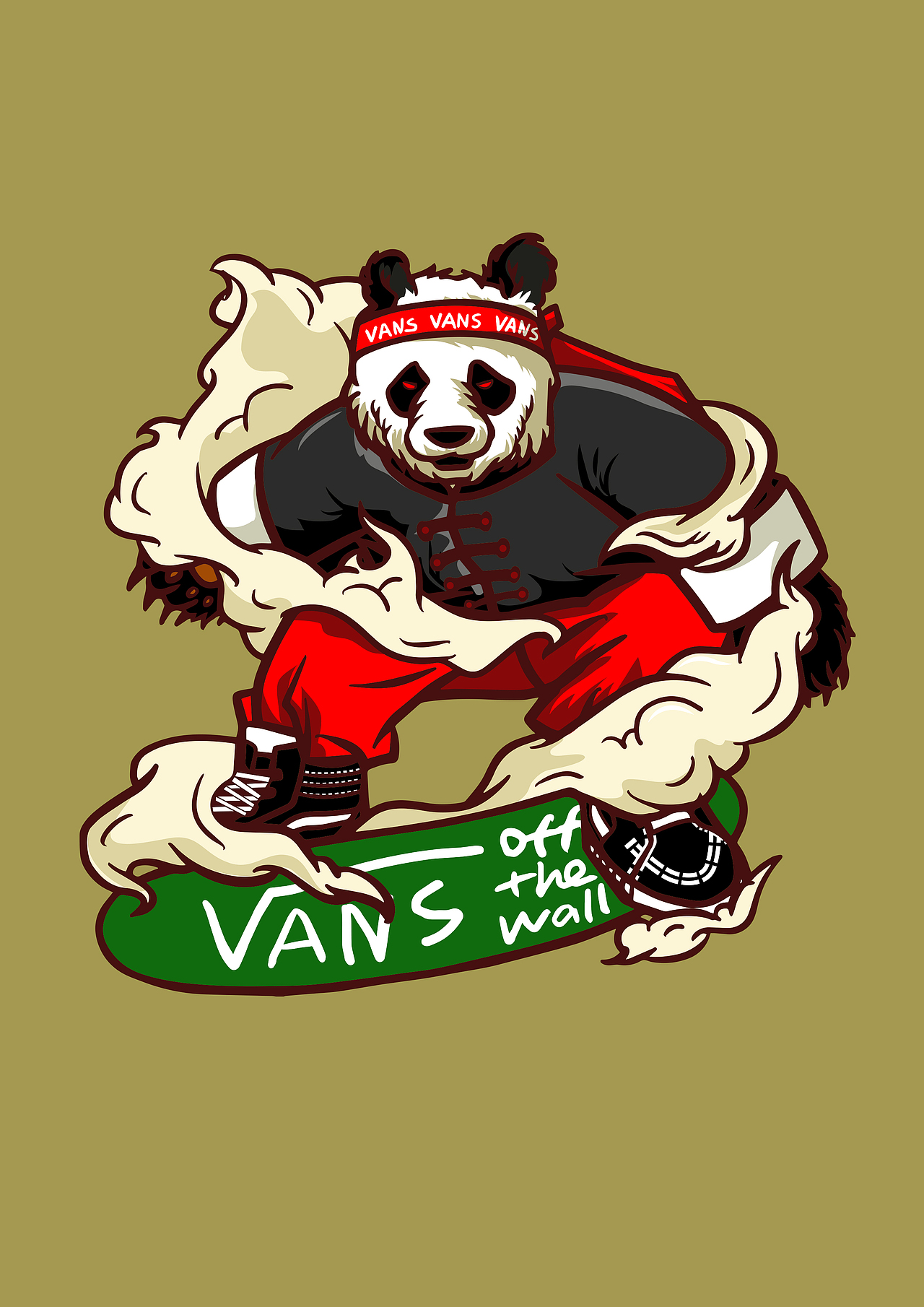 vans off the wall 熊猫滑板中国风插画