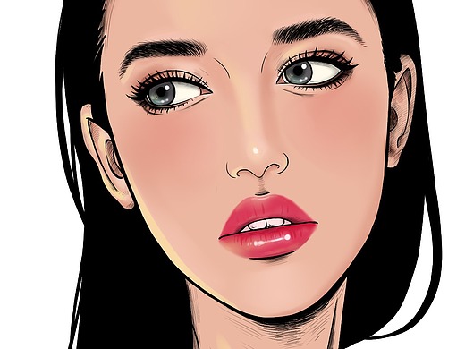 医美美女模特手绘插画素材