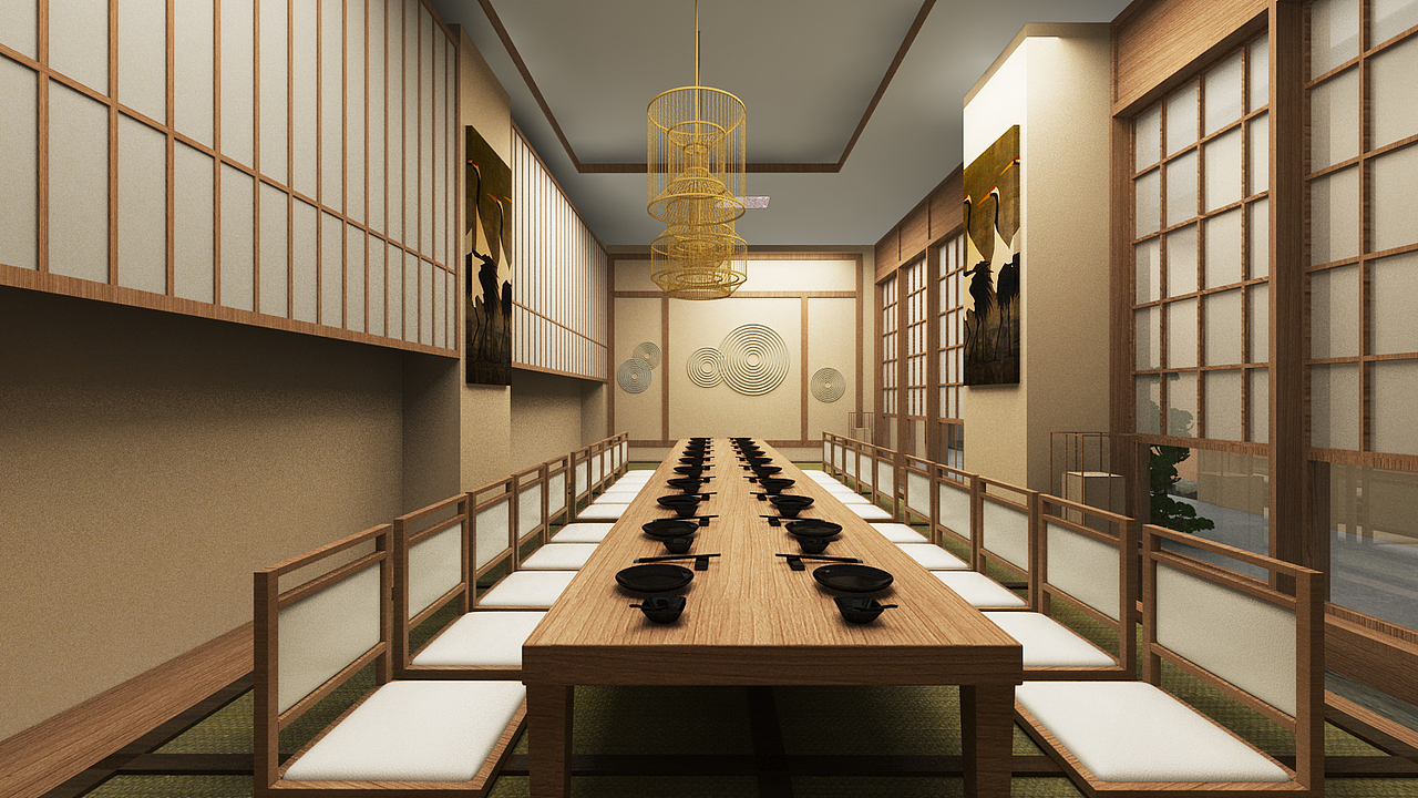 日式风格樱花装饰札幌日料店设计