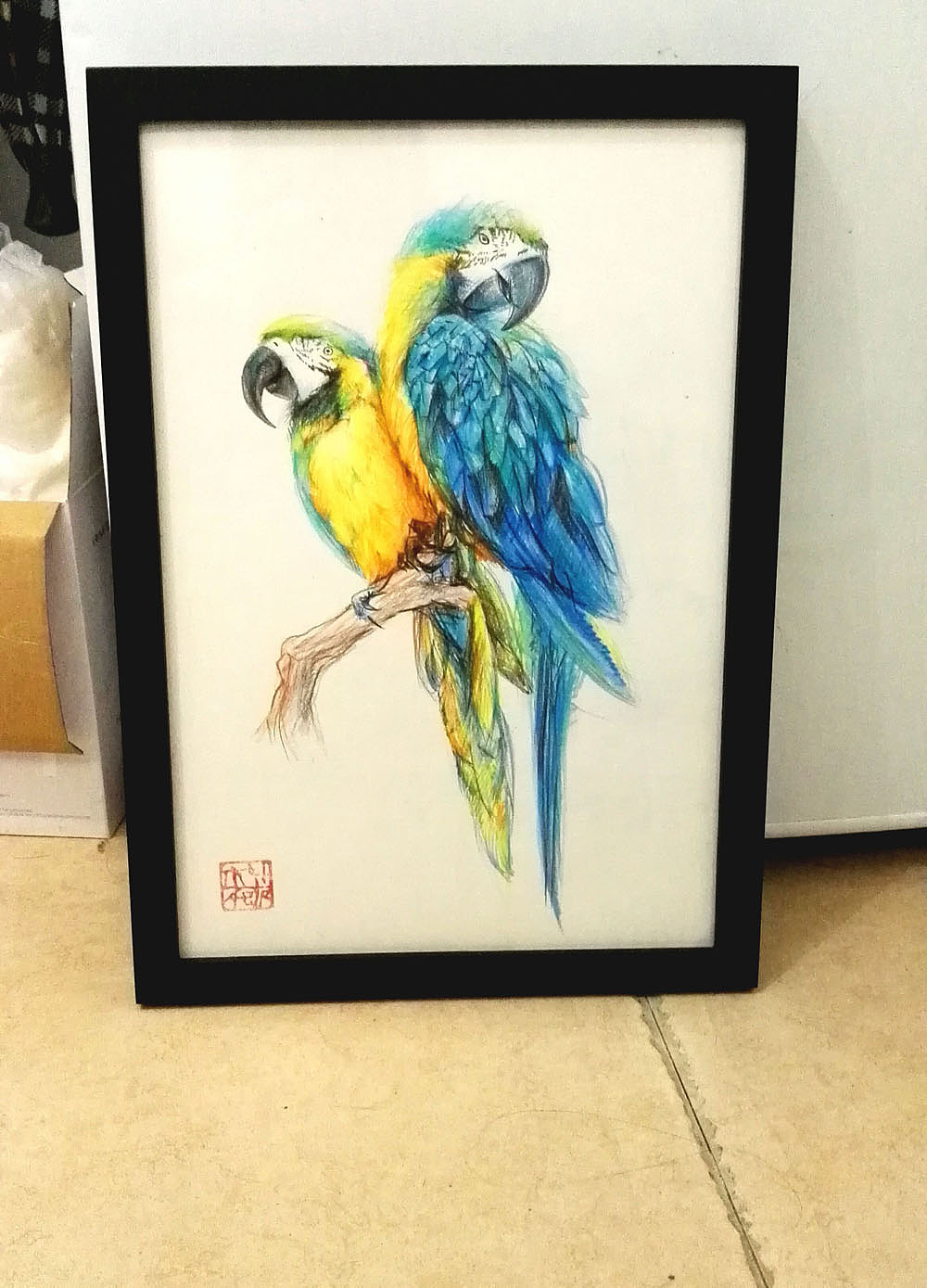 花鸟鱼彩铅手绘家居装饰画