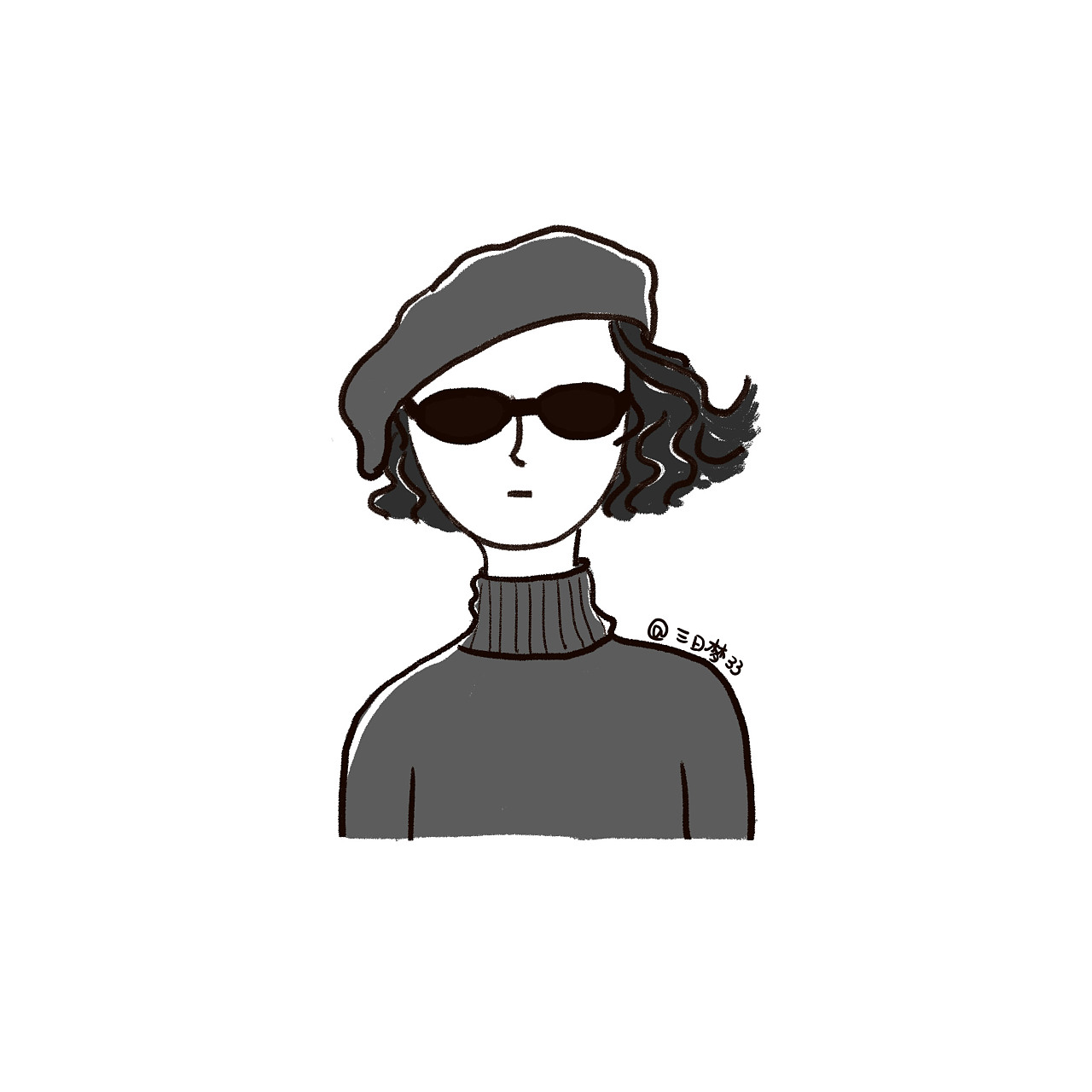 黑白灰的世界-头像练习|插画|创作习作|三日梦 - 原创作品 - 站酷