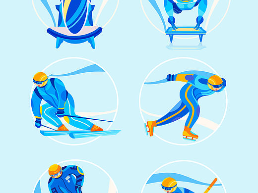 扁平风冬奥会运动人物