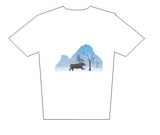 阿斯图案设计——T恤—  风景+动物  ——【狼+雪景】