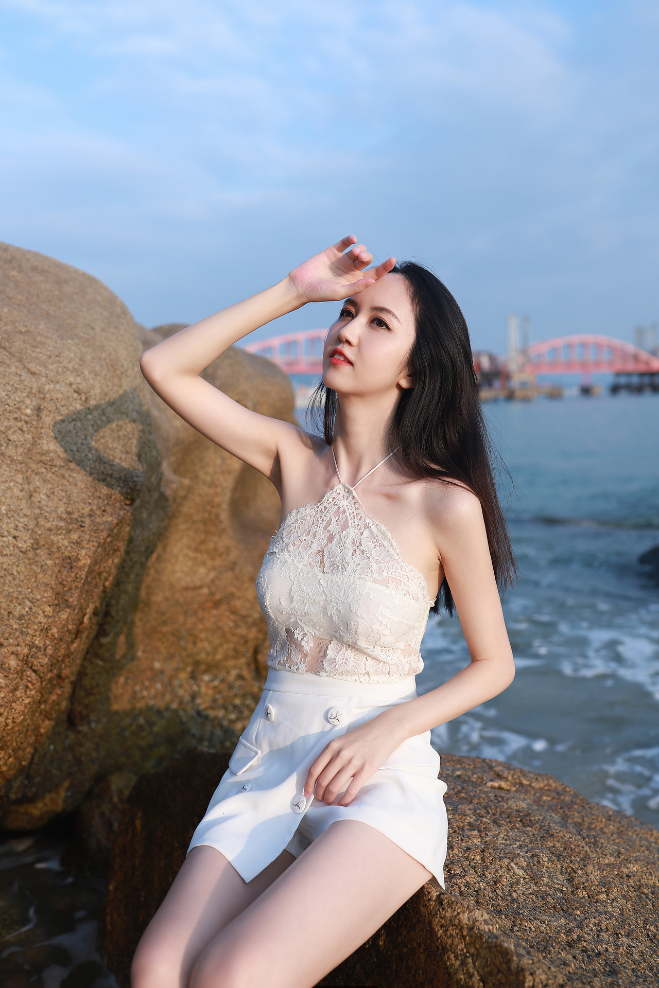 美女拍照 户外人像摄影 性感写真 海边艺术照