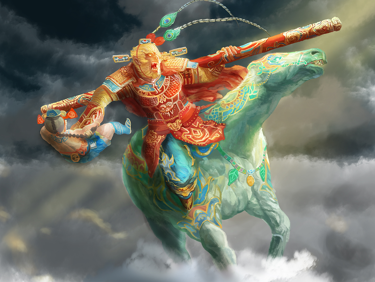 齐天大圣-插画习作（图ZMTI5MTk0NDcy） - 艺术插画 - 站酷设计师爱99呀原创素材 - 站酷ZCOOL