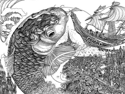 原创黑白插画