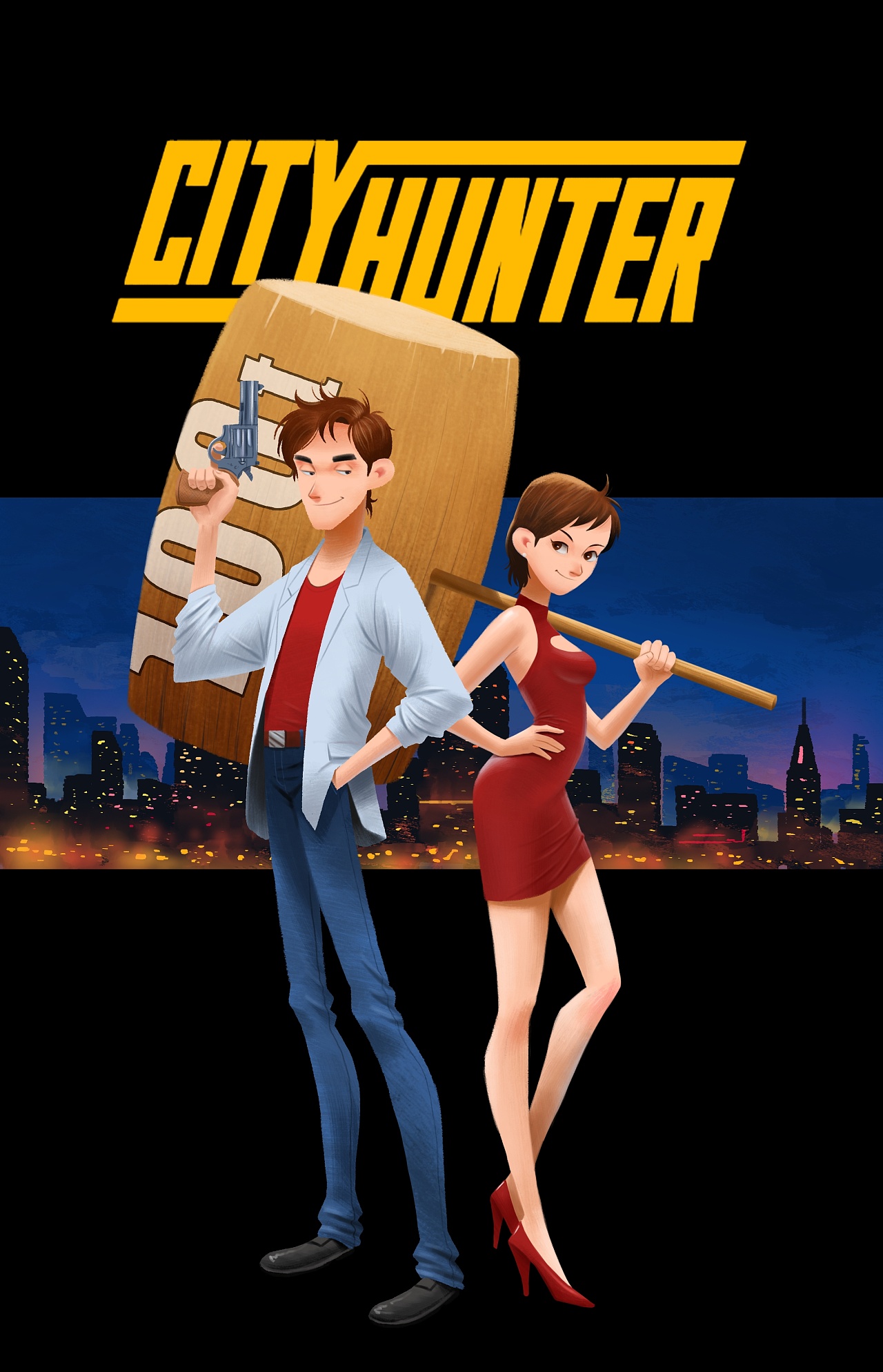 的绘画风格演绎城市猎人,致敬经典,永远的cityhunter~ 原创  -  插画