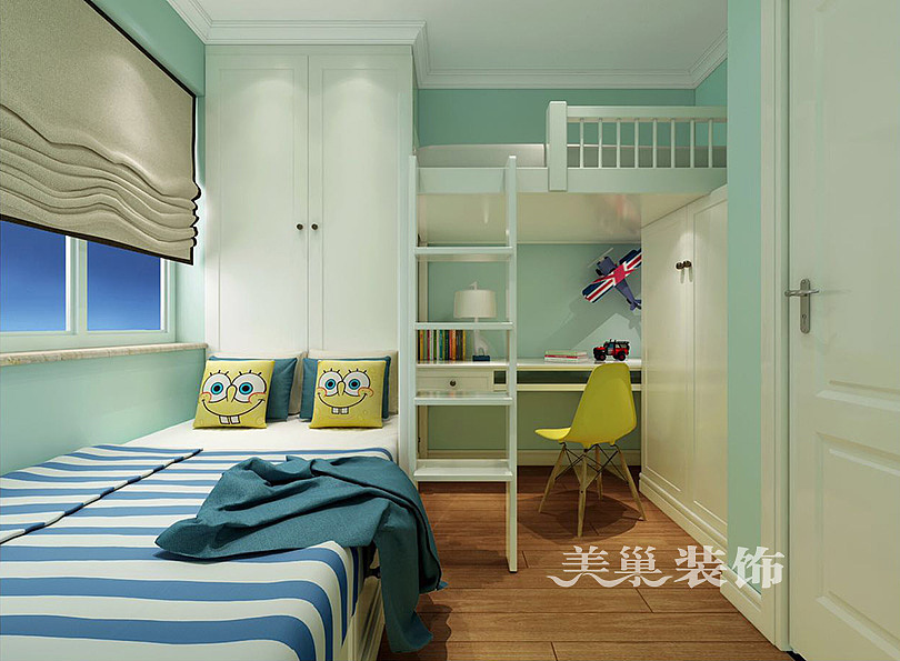 华瑞紫韵城89平方三室两厅美式乡村案例装修效果图