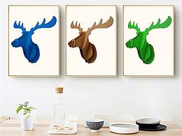 創(chuàng)意圓角鹿頭墻飾 | 瓦楞紙動物頭墻壁掛飾