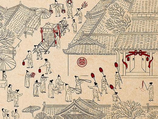 中国风插画结婚请柬