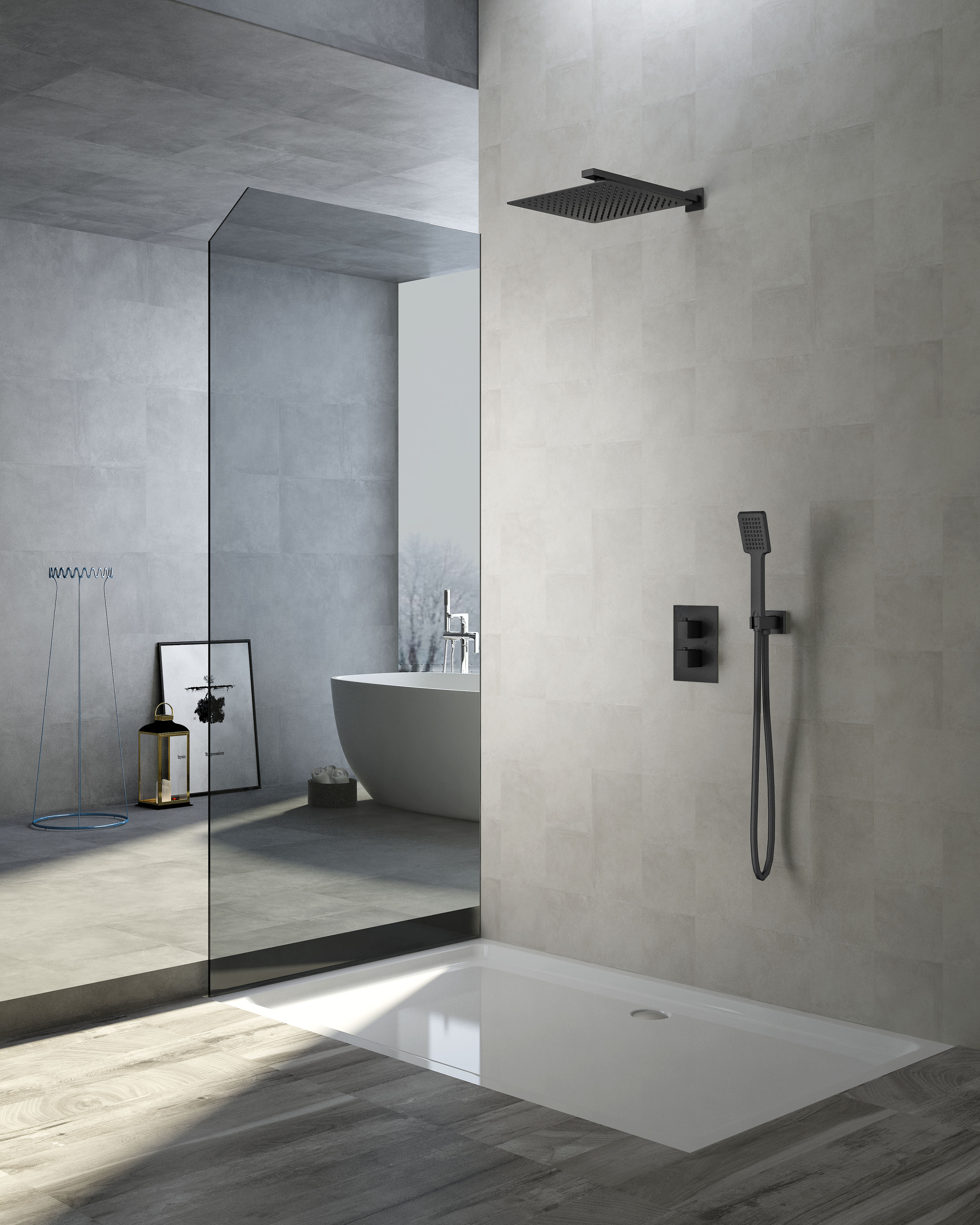 另外一个卫生间的淋浴房利用包管的墙面设计了壁龛，增加实用性_装修美图-新浪家居