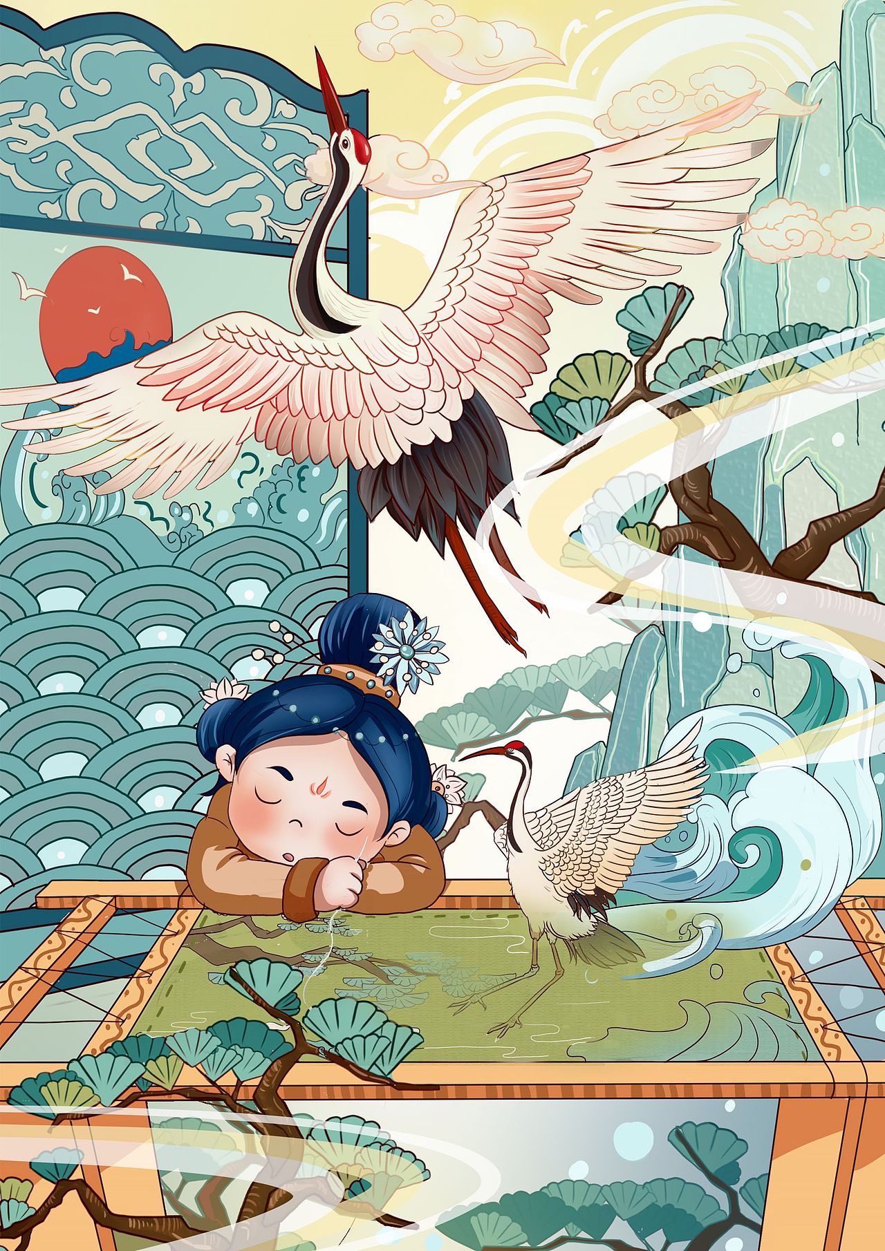 蜀繡插畫（圖ZMzI4Mzg4MTM2） - 兒童插畫 - 站酷設(shè)計師三三插畫原創(chuàng)素材 - 站酷ZCOOL