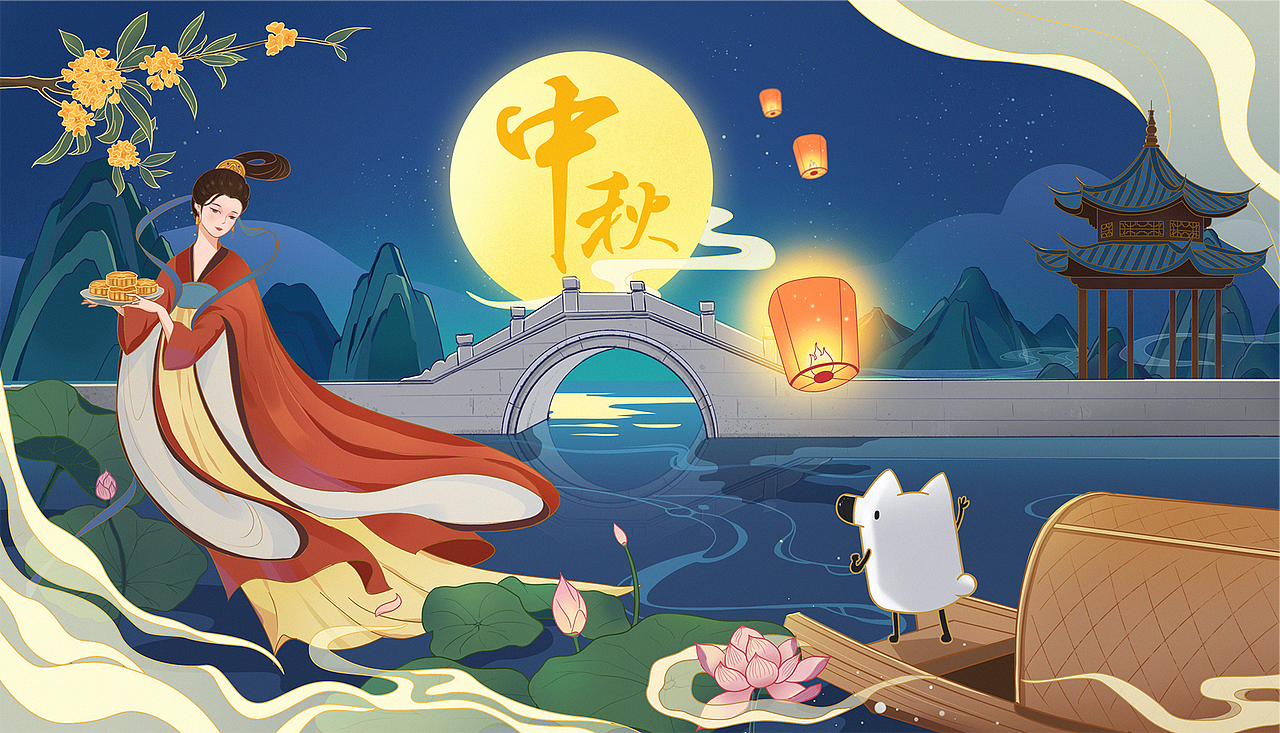 知乎中秋礼盒插画包装设计（图ZMjcxNDUzNDMy） - 商业插画 - 站酷设计师锤锤_123原创素材 - 站酷ZCOOL