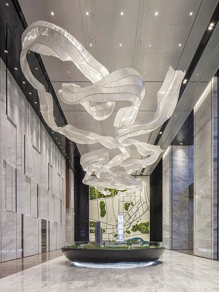 酒店大堂大厅沙盘吊顶天花装饰艺术吊灯定制厂家铭星厂|空间|商业空间