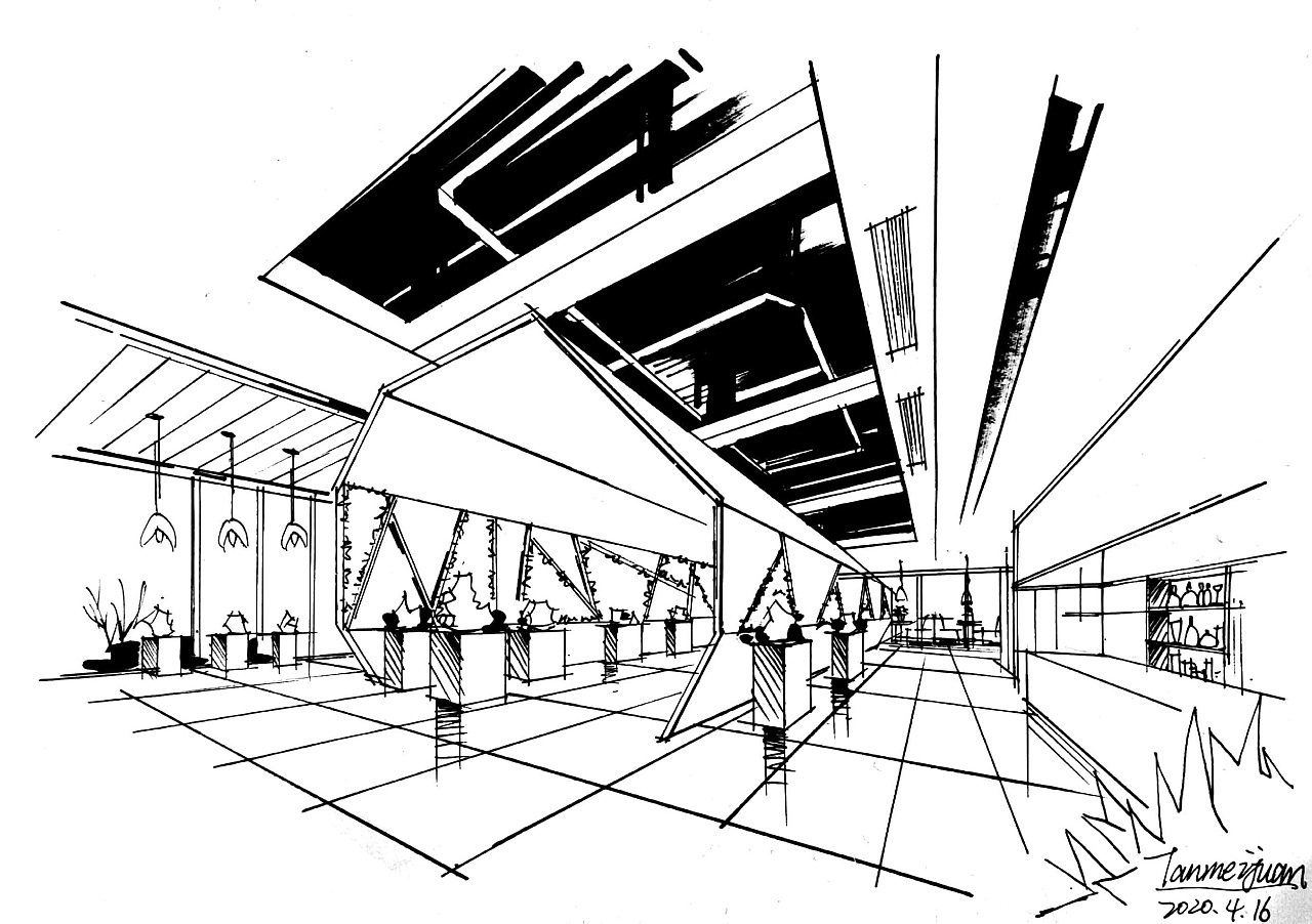【室内设计手绘】考研快题素材资料|空间|家装设计|谭胖胖吖 - 原创