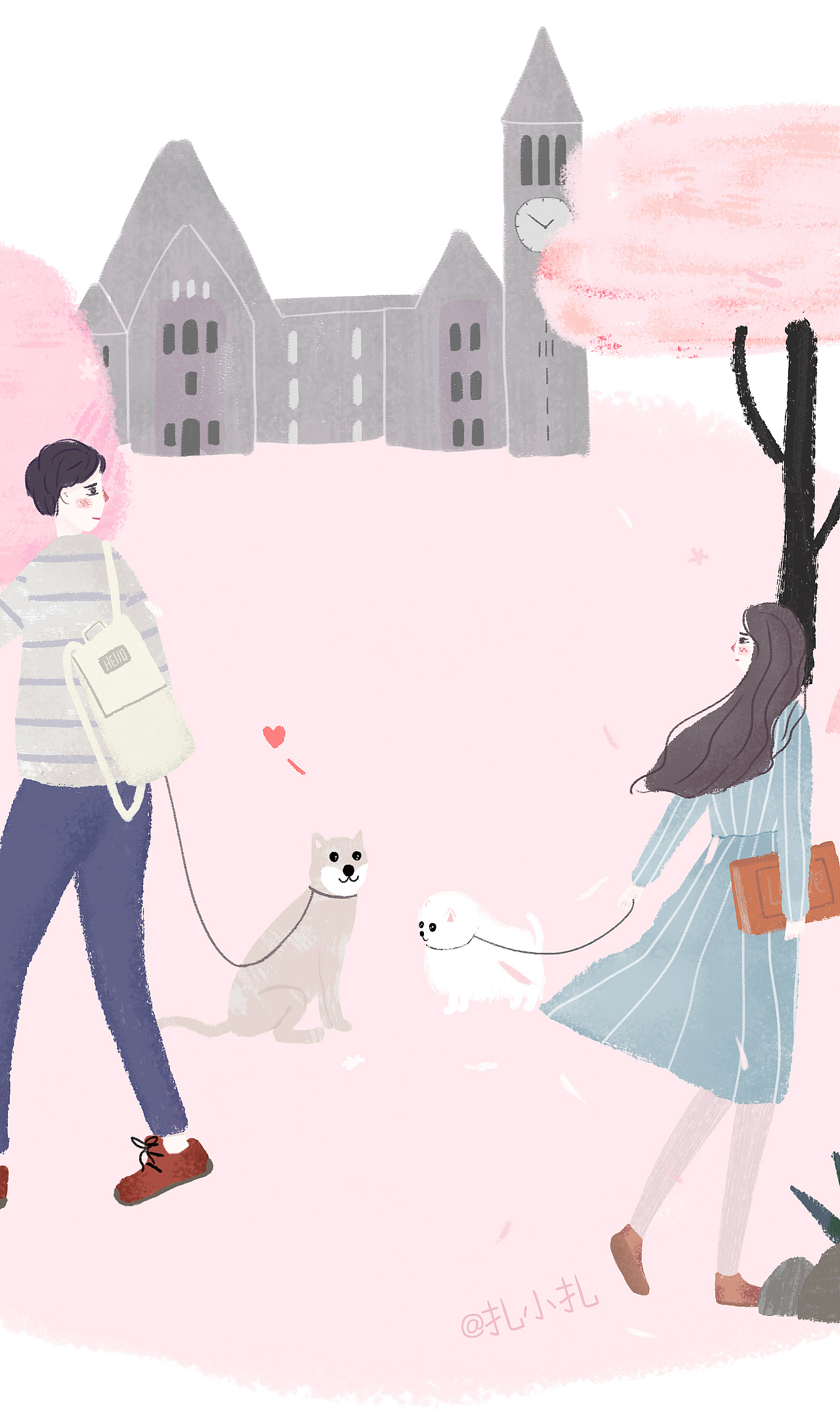 四季恋歌情侣插画合辑6种恋爱粉色系宠物情缘