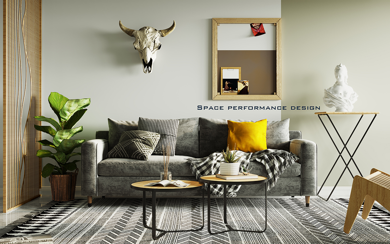 牛油果色客餐厅-3ds Max 2016-Corona3.0-Photoshop CC（图ZMjExODY1MjA0） - 家装设计 - 站酷设计师空间表现Design原创素材 - 站酷ZCOOL