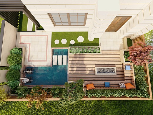 墨水湖别墅花园设计,小庭院  设计师:焦学杰