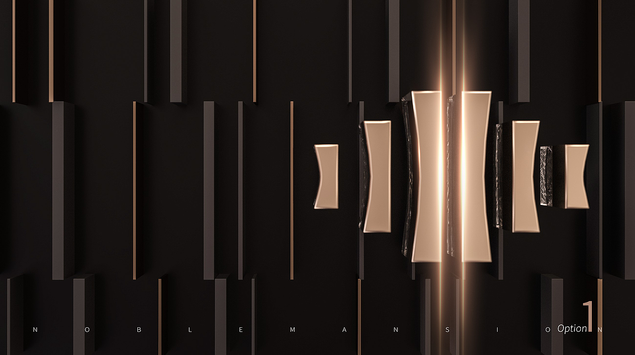 地产提案LOGO标志VI主形象围墙户外黑金C4D立体质感