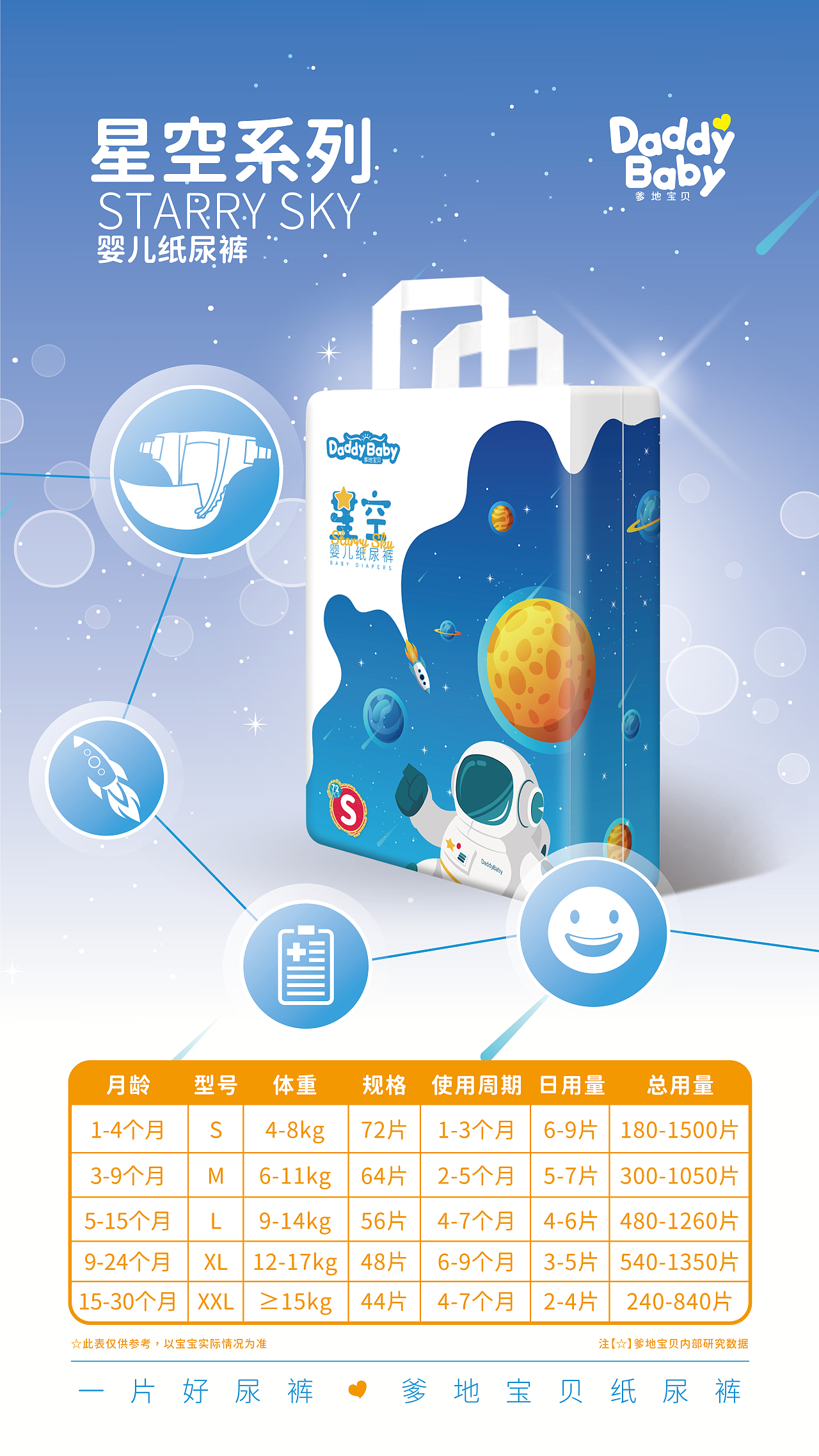 爹地宝贝星空系列纸尿裤一体裤