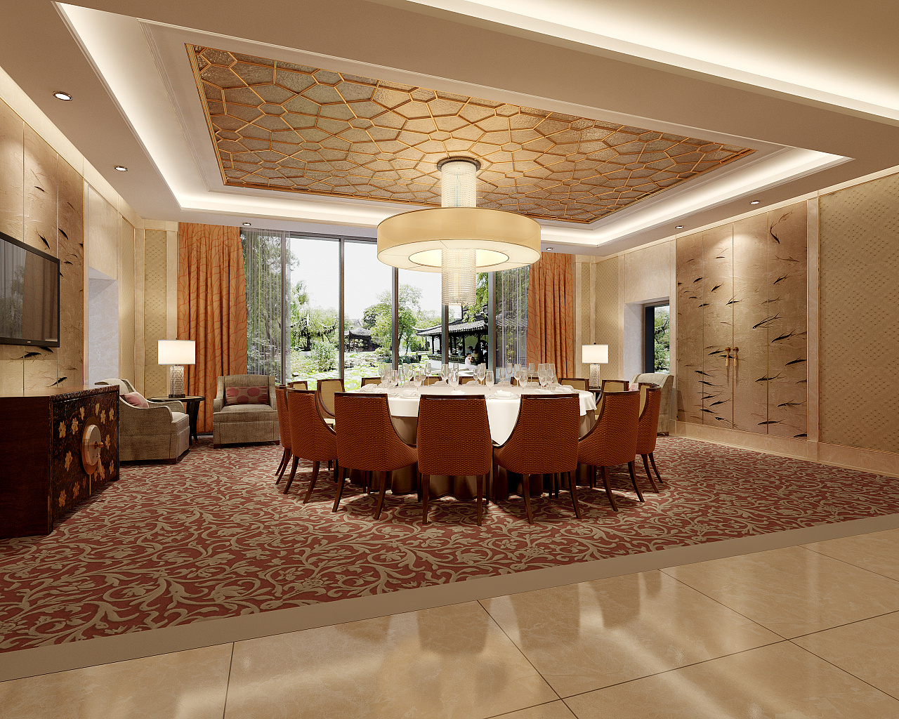 1992效果图-餐饮包厢效果图案例|空间|家装设计|1992