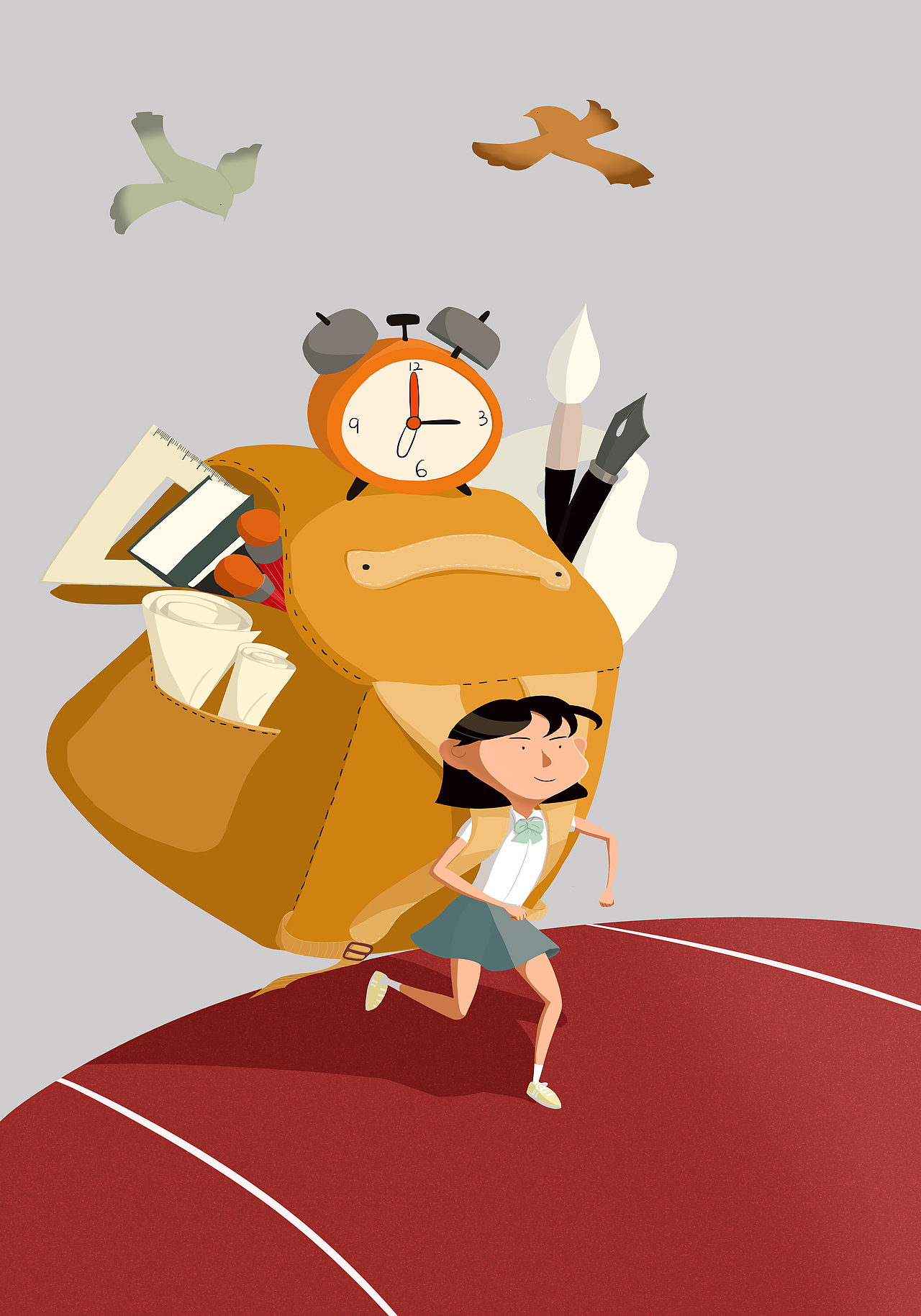 背书包的小女孩