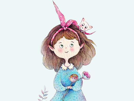 【原创】《带着小精灵去遛弯》水彩手绘