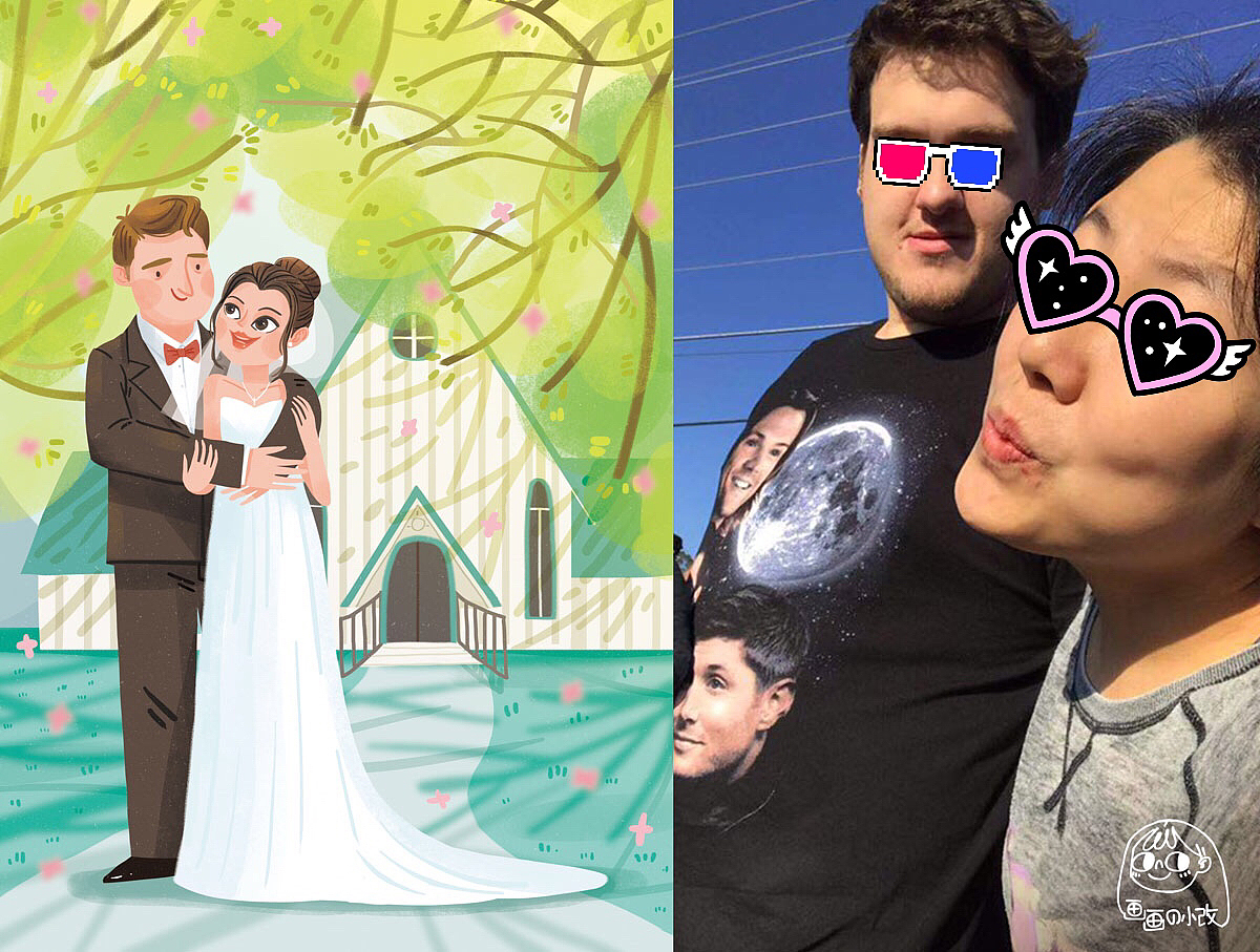手绘婚礼（图ZMTY5NDU3MDA4） - 商业插画 - 站酷设计师小改原创素材 - 站酷ZCOOL