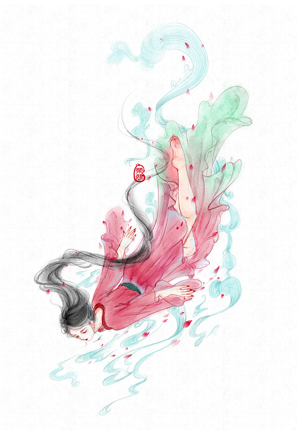 《茶雾之容》原创系列——洛神花茶|插画|艺术插画|茶狄 - 原创作品