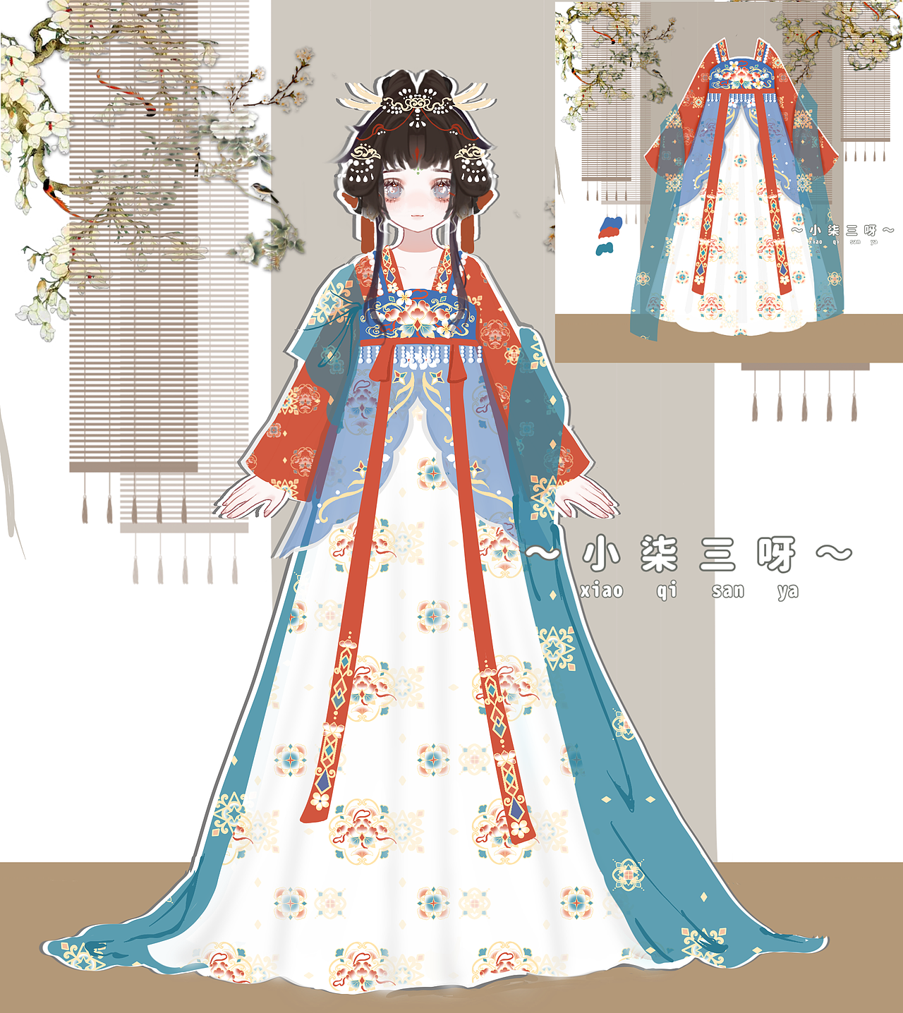 漢服設(shè)計 未出（圖ZMzgzNzY4NTUy） - 傳統(tǒng)/民族服飾 - 站酷設(shè)計師小柒三呀原創(chuàng)素材 - 站酷ZCOOL