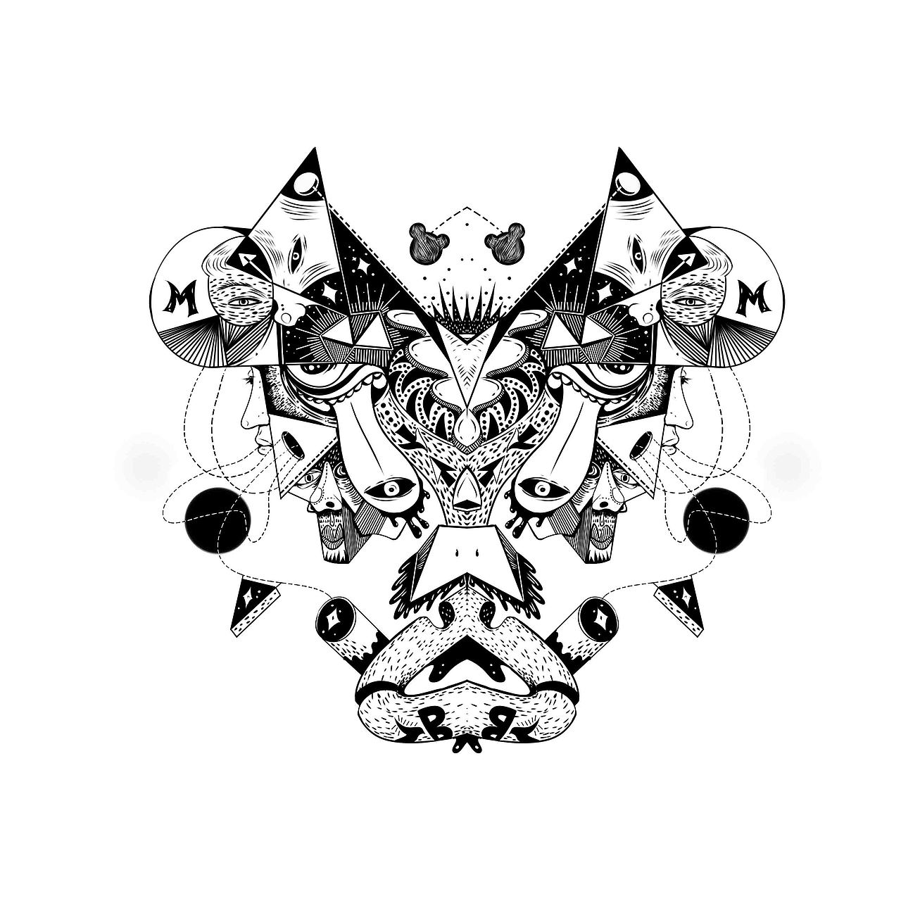 黑白插画123（图ZMjQ2NTQ2NDg=） - 新锐潮流插画 - 站酷设计师RedrumLIU原创素材 - 站酷ZCOOL