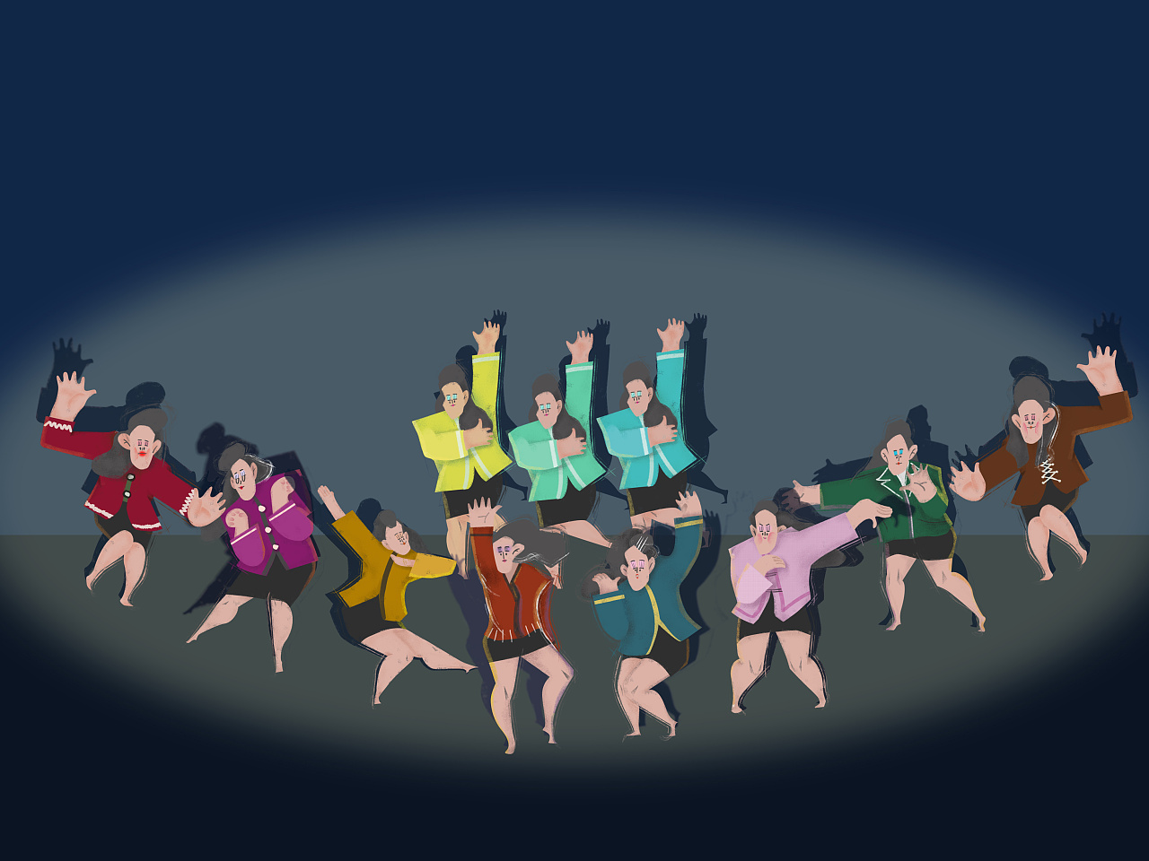 日本80年代迪厅风舞蹈之插画