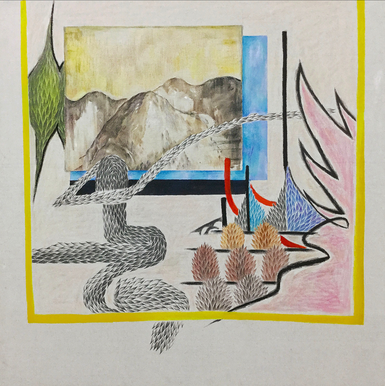 《山外山》70x 70cm 布面综合材料 2018年