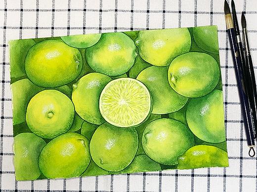 水彩画-好多青柠