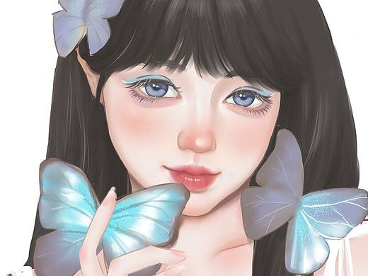 蝴蝶少女🦋（个人主页-ZNjY0MTAyMDA=） - 绘画 - 站酷设计师啊柠w原创素材 - 站酷ZCOOL