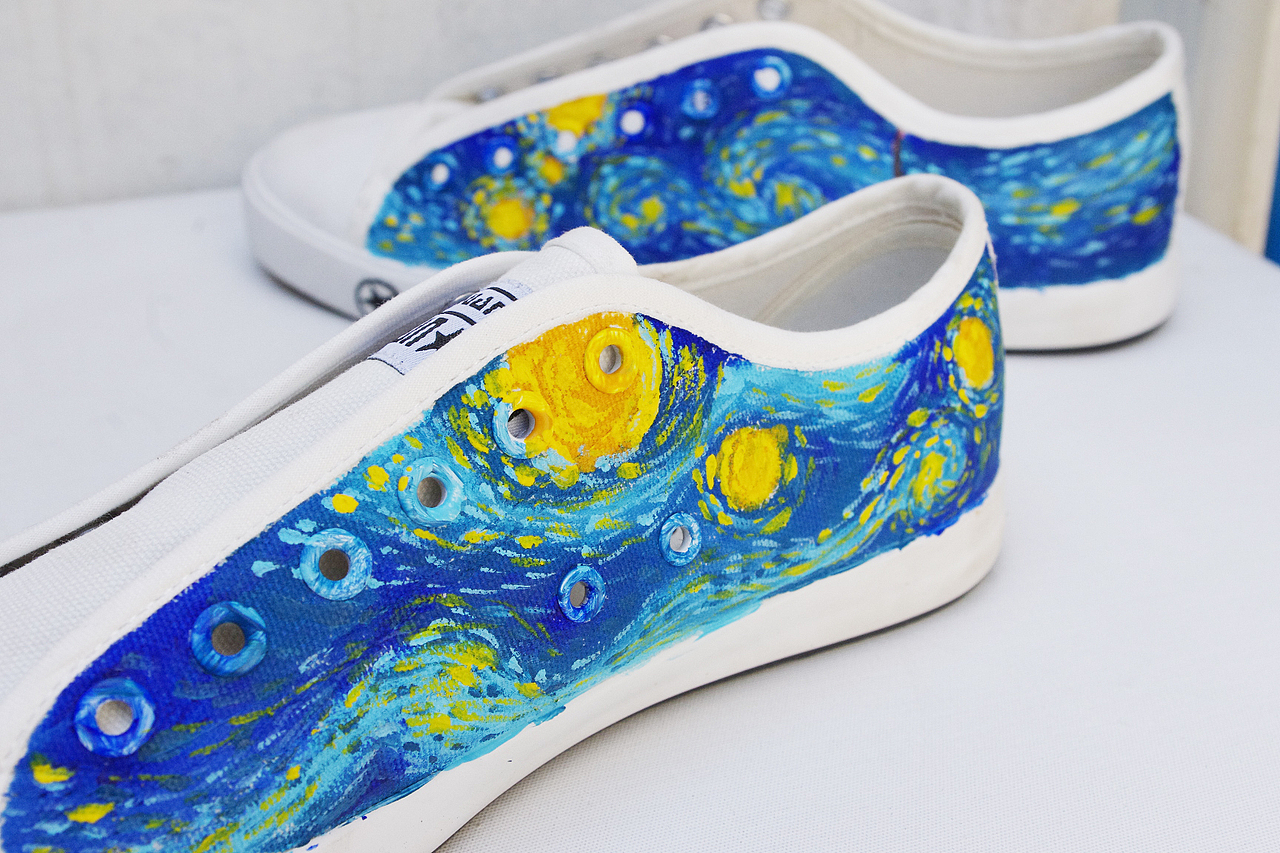 [豹小玉手绘]手绘鞋——梵高的星夜